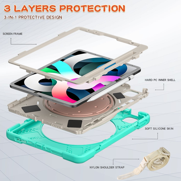 Silicone + PC Protective Case with Holder & Shoulder Strap, For iPad Air 2022 / 2020 10.9