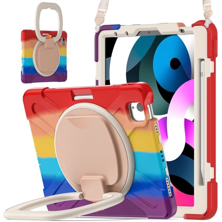Silicone + PC Protective Case with Holder & Shoulder Strap, For iPad Air 2022 / 2020 10.9