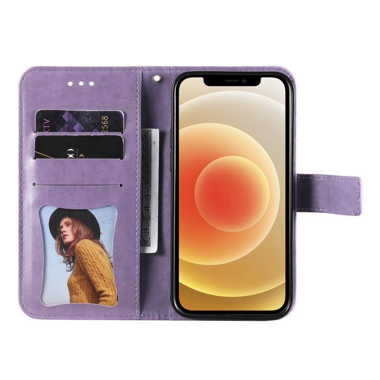 7-petal Flowers Embossing Pattern Horizontal Flip PU Leather Case with Holder & Card Slots & Wallet & Photo Frame, For iPhone 11, For iPhone 11 Pro, For iPhone 11 Pro Max, For iPhone 12 mini