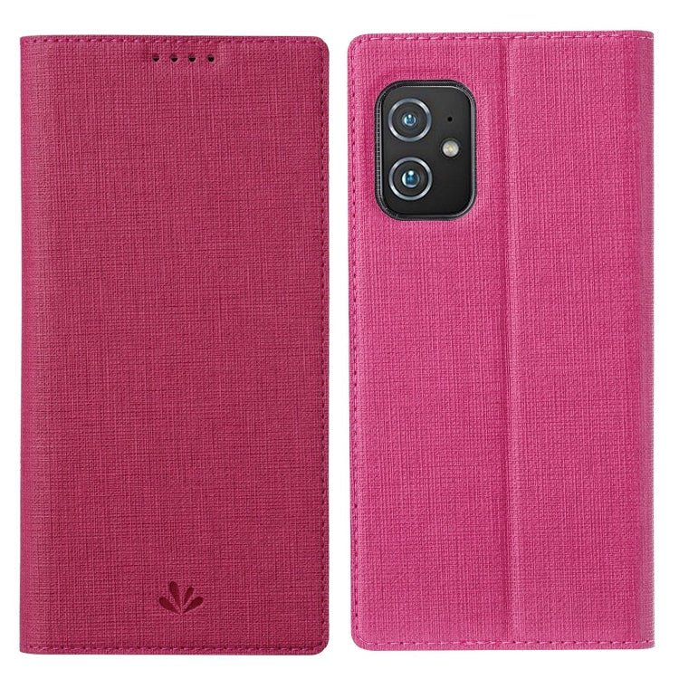 For Asus Zenfone 8 ZS590KS ViLi DMX Series Shockproof TPU + PU Leather Magnetic Attraction Horizontal Flip Case with Card Slot & Holder(Rose Red)