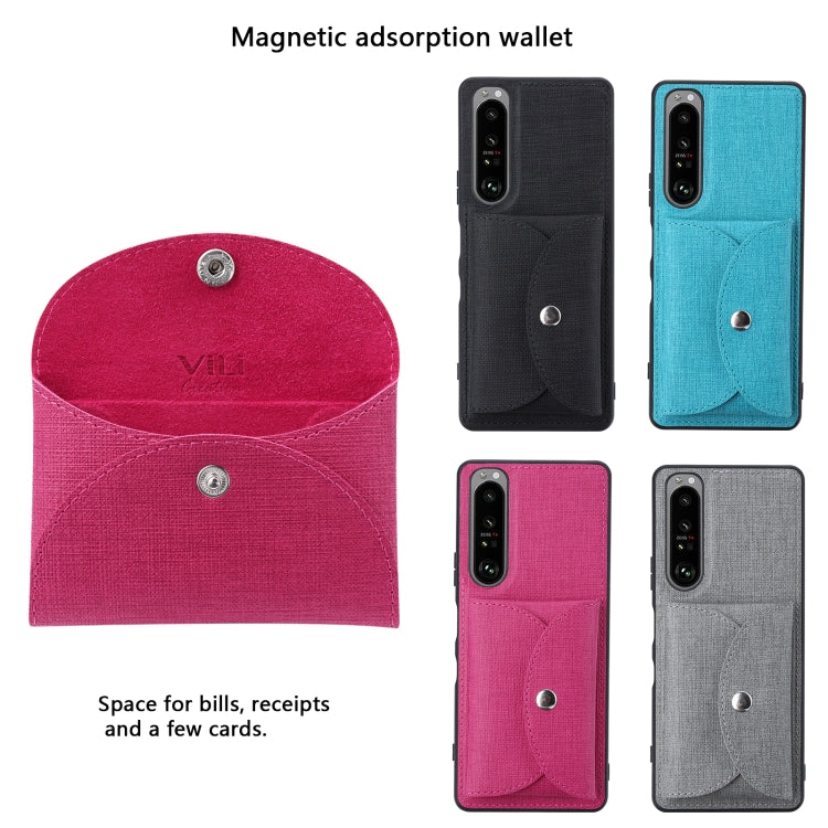 For Sony Xperia 1 III ViLi T Series TPU + PU Woven Fabric Magnetic Protective Case with Wallet(Rose Red)