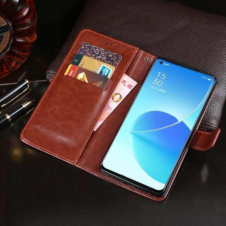 For OPPO Reno6 5G idewei Crazy Horse Texture Horizontal Flip Leather Case with Holder & Card Slots & Wallet(Black)
