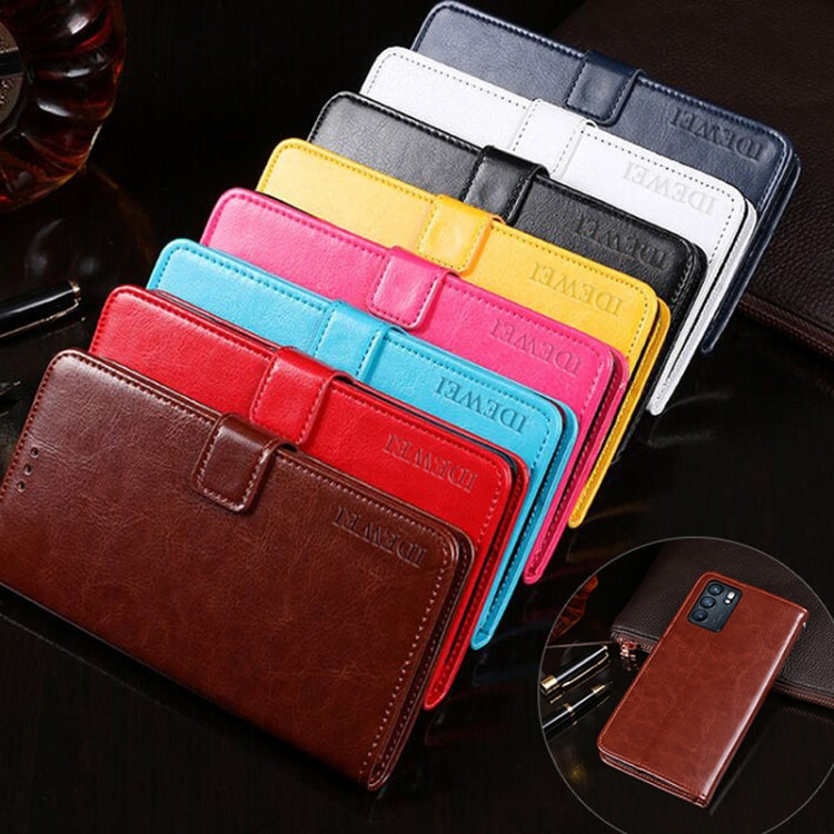 For OPPO Reno6 5G idewei Crazy Horse Texture Horizontal Flip Leather Case with Holder & Card Slots & Wallet(Blue)