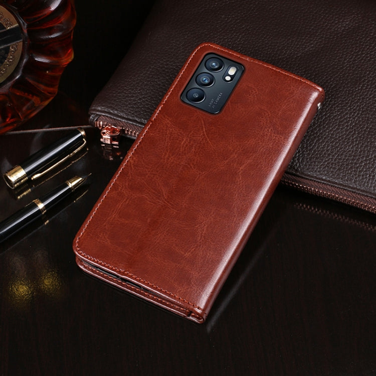 For OPPO Reno6 5G idewei Crazy Horse Texture Horizontal Flip Leather Case with Holder & Card Slots & Wallet(Sky Blue)