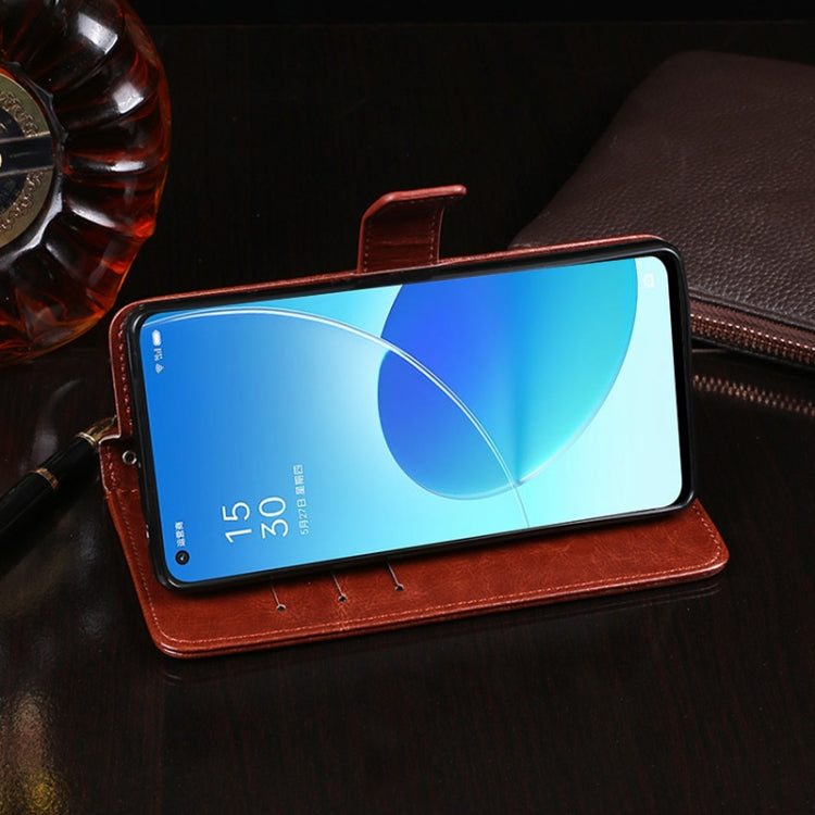 For OPPO Reno6 5G idewei Crazy Horse Texture Horizontal Flip Leather Case with Holder & Card Slots & Wallet(Sky Blue)