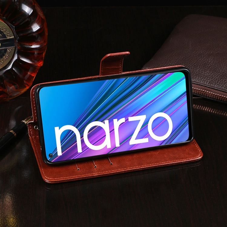 For OPPO Realme Narzo 30 5G idewei Crazy Horse Texture Horizontal Flip Leather Case with Holder & Card Slots & Wallet(Black)