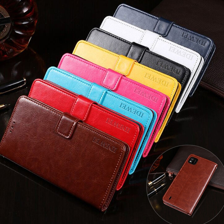 For Wiko Y62 idewei Crazy Horse Texture Horizontal Flip Leather Case with Holder & Card Slots & Wallet(Blue)