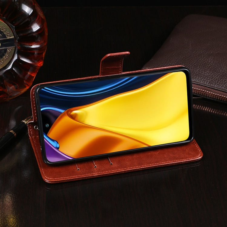 For Xiaomi Poco M3 Pro 5G idewei Crazy Horse Texture Horizontal Flip Leather Case with Holder & Card Slots & Wallet(Sky Blue)