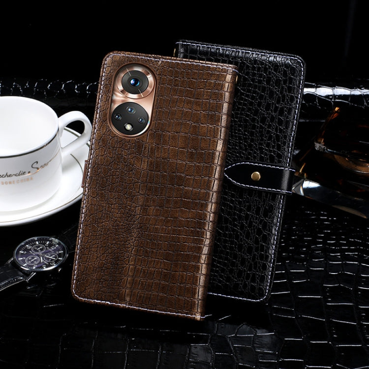 For Honor 50 Pro idewei Crocodile Texture Horizontal Flip Leather Case with Holder & Card Slots & Wallet(Dark Blue)