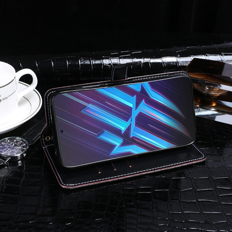 For ZTE Nubia Red Magic 6R idewei Crocodile Texture Horizontal Flip Leather Case with Holder & Card Slots & Wallet(Black)