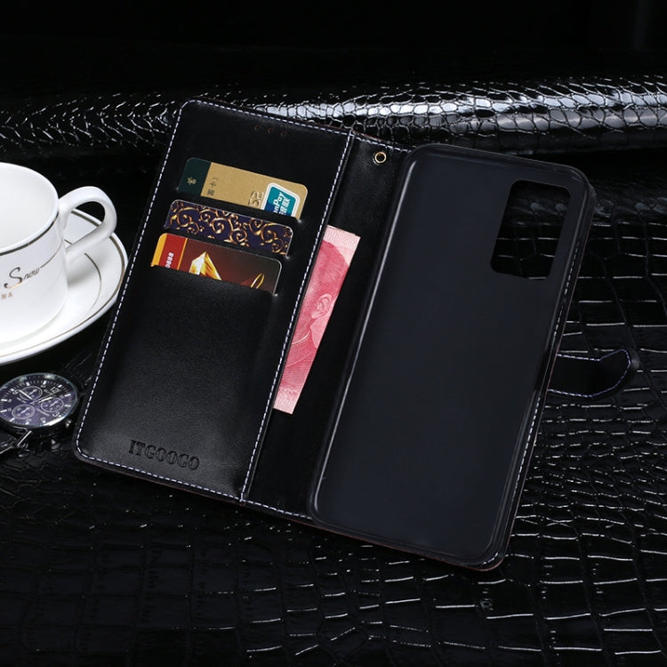 For OPPO Reno6 5G idewei Crocodile Texture Horizontal Flip Leather Case with Holder & Card Slots & Wallet(Dark Blue)