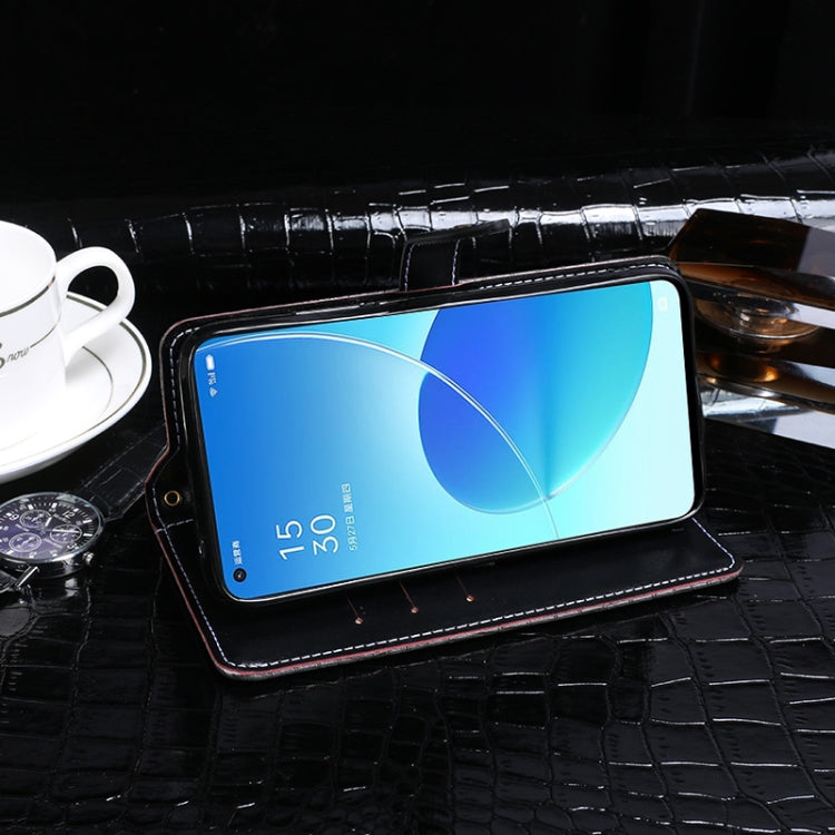 For OPPO Reno6 5G idewei Crocodile Texture Horizontal Flip Leather Case with Holder & Card Slots & Wallet(Dark Blue)