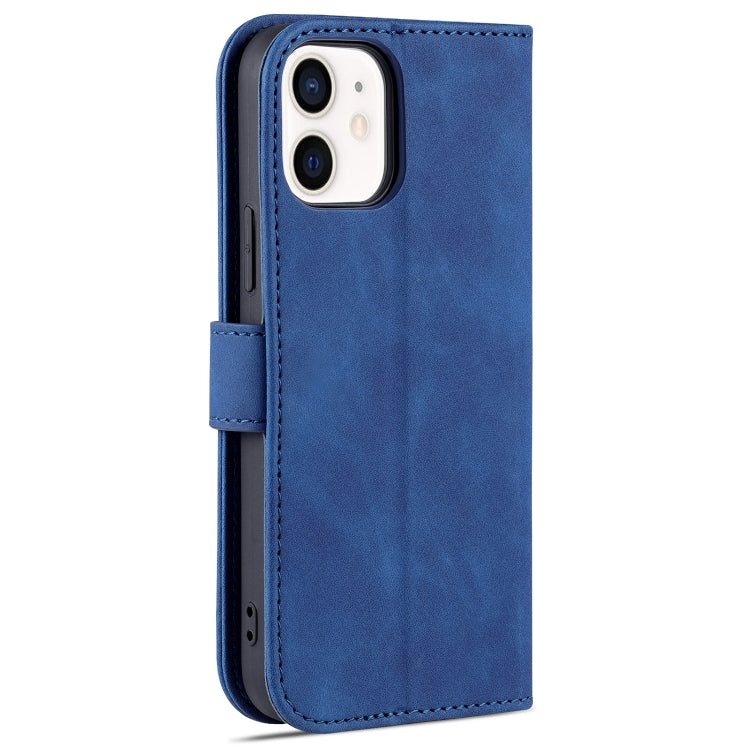 For iPhone 12 mini AZNS Skin Feel Calf Texture Horizontal Flip Leather Case with Card Slots & Holder & Wallet(Blue)