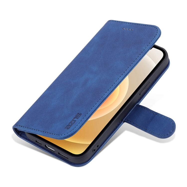 For iPhone 12 mini AZNS Skin Feel Calf Texture Horizontal Flip Leather Case with Card Slots & Holder & Wallet(Blue)
