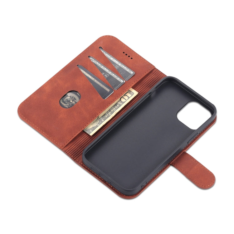 For iPhone 12 mini AZNS Skin Feel Calf Texture Horizontal Flip Leather Case with Card Slots & Holder & Wallet(Blue)