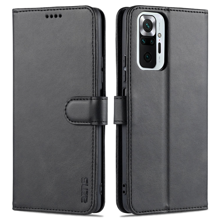 For Xiaomi Redmi Note 10 Pro Max AZNS Skin Feel Calf Texture Horizontal Flip Leather Case with Card Slots & Holder & Wallet(Black)