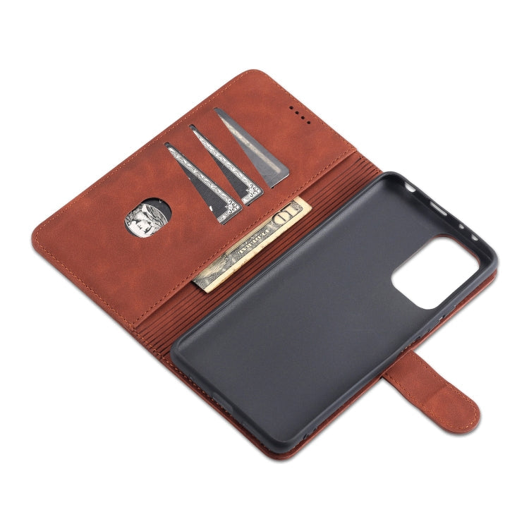 For Xiaomi Redmi Note 10 Pro Max AZNS Skin Feel Calf Texture Horizontal Flip Leather Case with Card Slots & Holder & Wallet(Brown)
