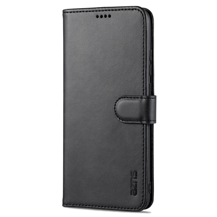 For Samsung Galaxy A02s AZNS Skin Feel Calf Texture Horizontal Flip Leather Case with Card Slots & Holder & Wallet(Black)