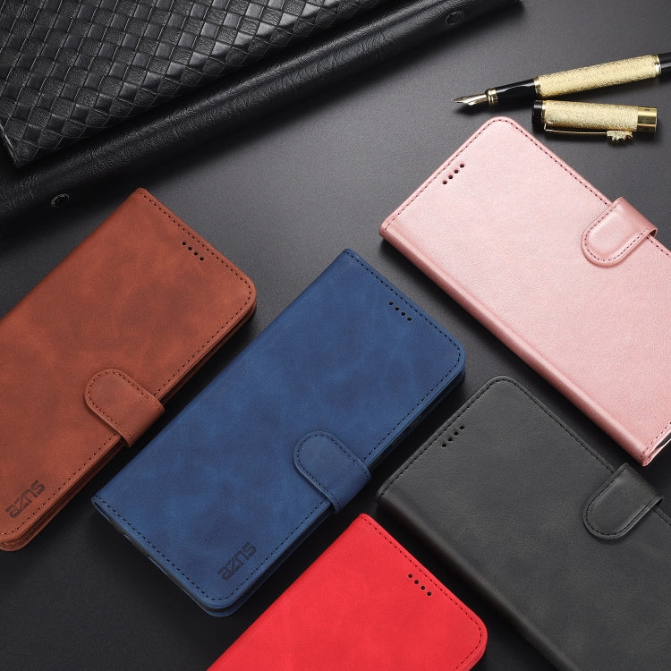 For Samsung Galaxy A02s AZNS Skin Feel Calf Texture Horizontal Flip Leather Case with Card Slots & Holder & Wallet(Rose Gold)