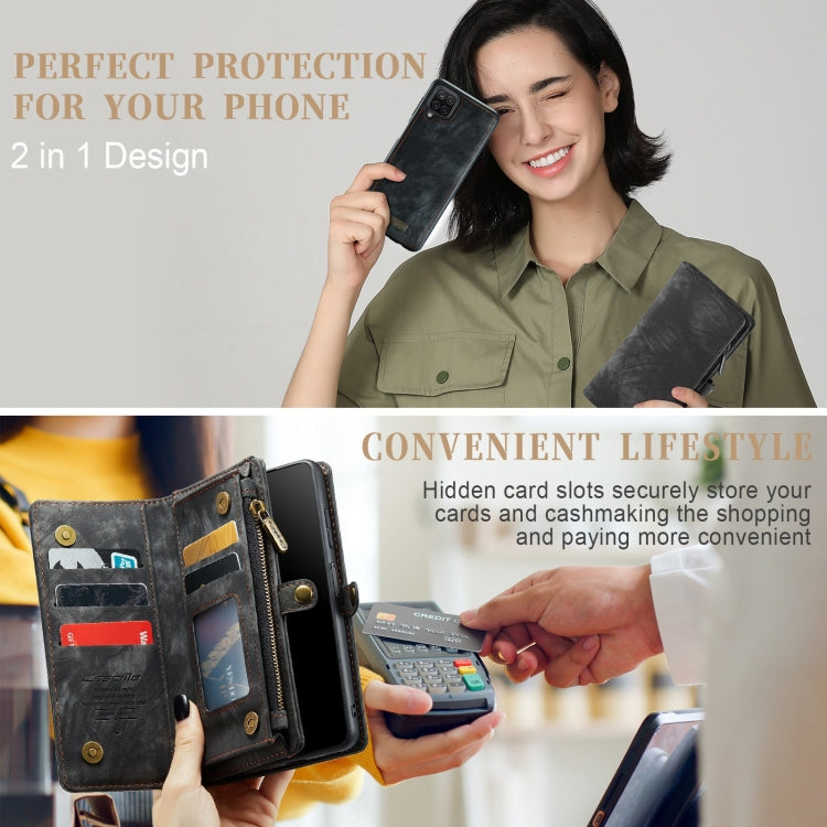 CaseMe Detachable Multifunctional Horizontal Flip Leather Case, with Card Slot & Holder & Zipper Wallet & Photo Frame, For Samsung Galaxy A12