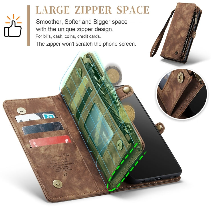 For Samsung Galaxy A12 CaseMe Detachable Multifunctional Horizontal Flip Leather Case, with Card Slot & Holder & Zipper Wallet & Photo Frame(Brown)