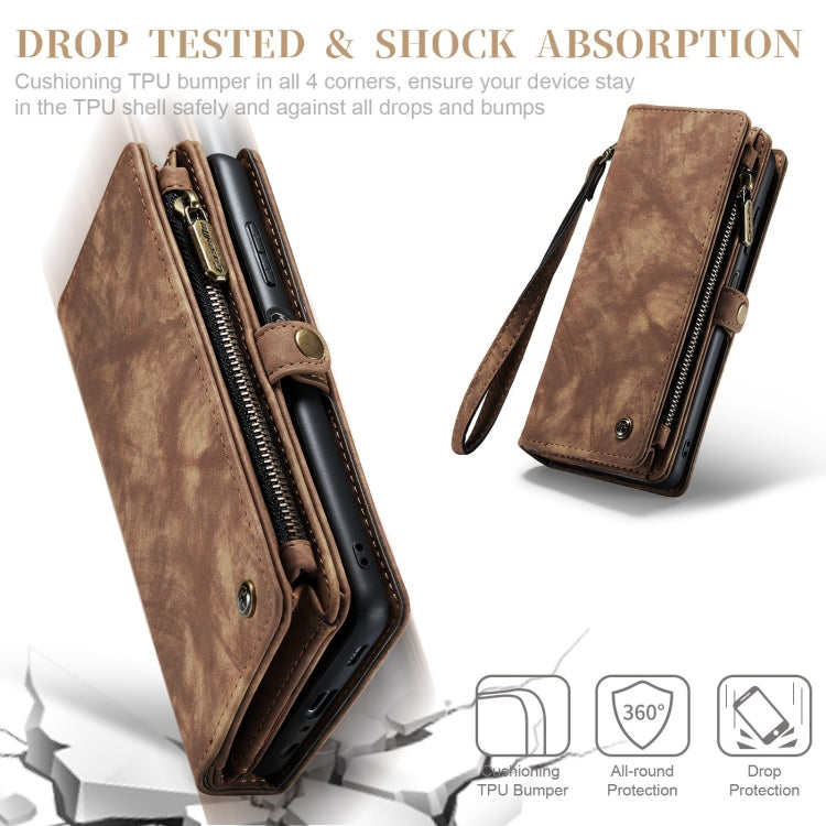 For Samsung Galaxy A12 CaseMe Detachable Multifunctional Horizontal Flip Leather Case, with Card Slot & Holder & Zipper Wallet & Photo Frame(Brown)
