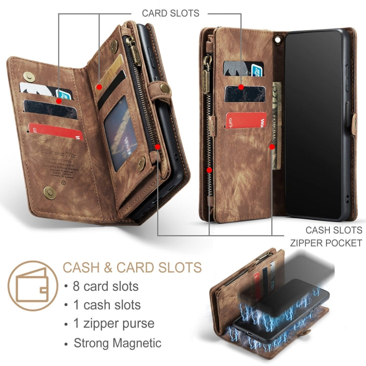 For Samsung Galaxy A12 CaseMe Detachable Multifunctional Horizontal Flip Leather Case, with Card Slot & Holder & Zipper Wallet & Photo Frame(Brown)