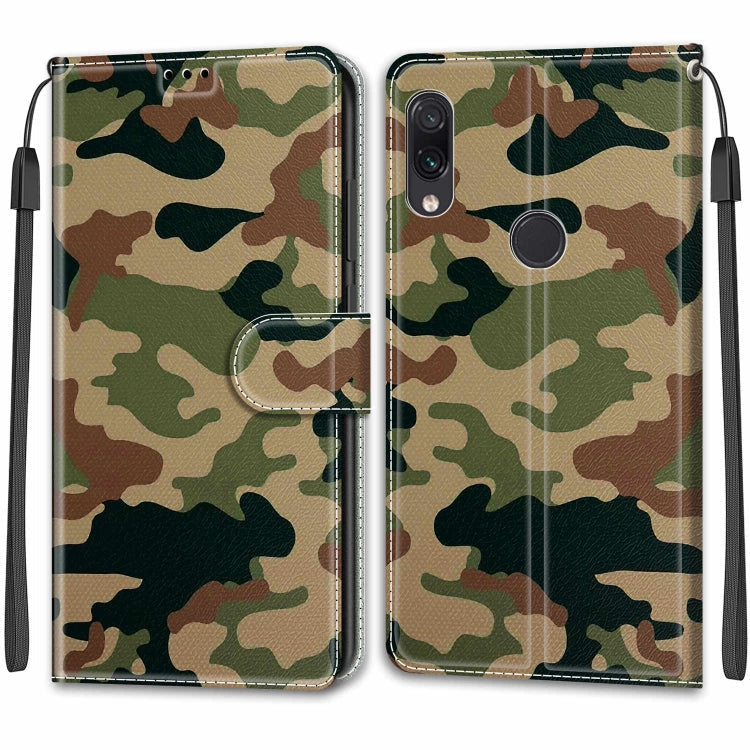 For Xiaomi Redmi Note 7 Voltage Coloured Drawing Magnetic Clasp Horizontal Flip PU Leather Case with Holder & Card Slots(C12 Green Yellow Camouflage)