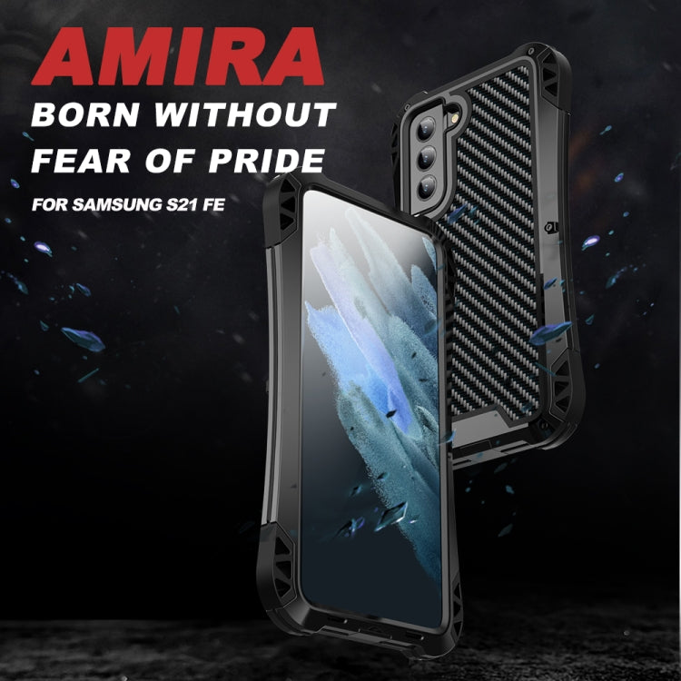 For Samsung Galaxy S21 FE R-JUST AMIRA Shockproof Dustproof Waterproof Metal Protective Case(Black)
