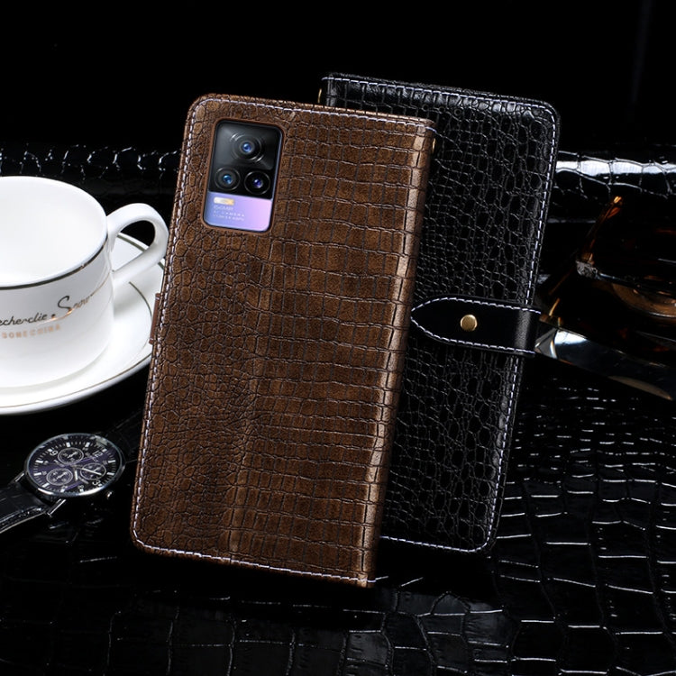 For vivo V21e 4G idewei Crocodile Texture Horizontal Flip Leather Case with Holder & Card Slots & Wallet(Black)
