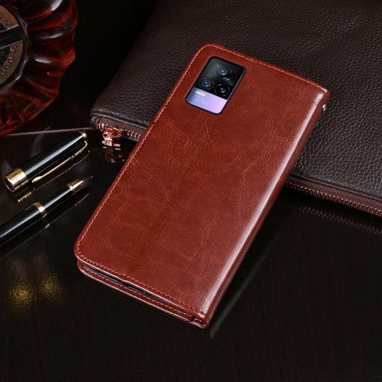 For vivo V21e 4G idewei Crazy Horse Texture Horizontal Flip Leather Case with Holder & Card Slots & Wallet(White)