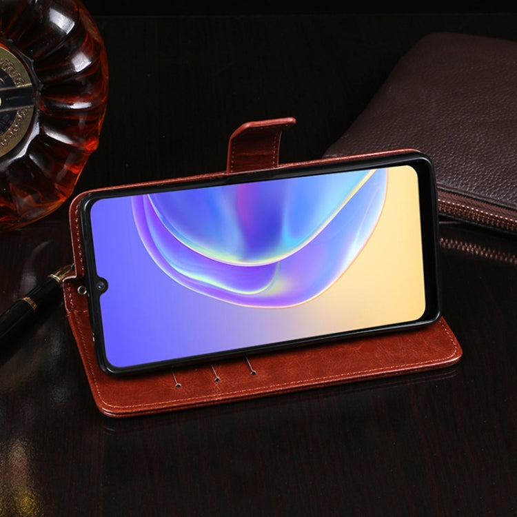 For vivo V21e 4G idewei Crazy Horse Texture Horizontal Flip Leather Case with Holder & Card Slots & Wallet(White)