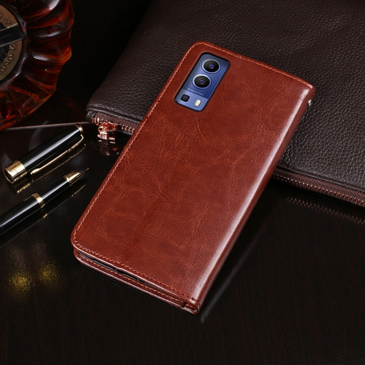 For vivo Y52 5G / Y72 5G idewei Crazy Horse Texture Horizontal Flip Leather Case with Holder & Card Slots & Wallet(Sky Blue)
