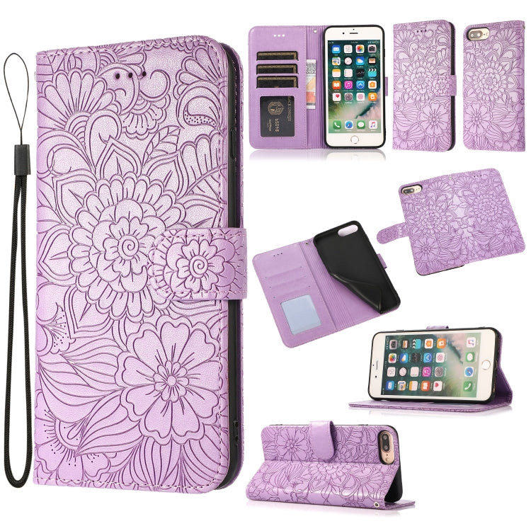 Skin Feel Embossed Sunflower Horizontal Flip Leather Case with Holder & Card Slots & Wallet & Lanyard, For iPhone X / XS, For iPhone XS Max, For iPhone 6 / 6s, For iPhone 6 Plus / 6s Plus