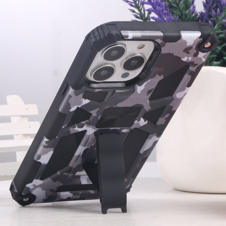 Camouflage Armor Shockproof TPU + PC Magnetic Protective Case with Holder, For iPhone 13 Pro Max, For iPhone 13, For iPhone 13 Pro