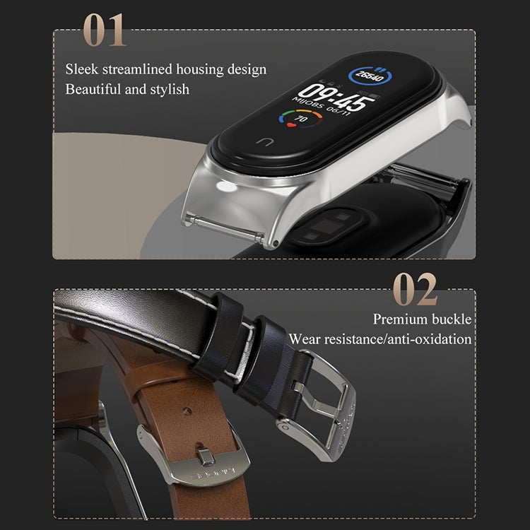 For Xiaomi Mi Band 6 / 5 / 4 / 3 CS Microfiber Leather Replacement Watchband