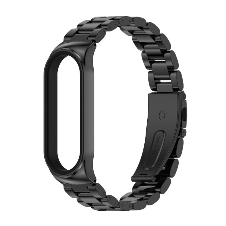 For Xiaomi Mi Band 6 / 5 / 4 / 3 CS Metal Three Bead Stainless Steel Replacement Watchband