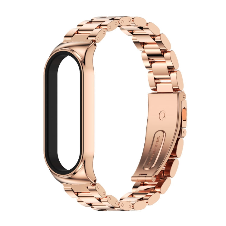 For Xiaomi Mi Band 6 / 5 / 4 / 3 CS Metal Three Bead Stainless Steel Replacement Watchband