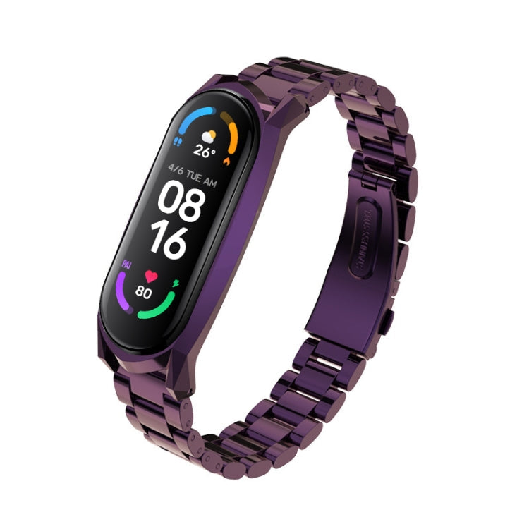 For Xiaomi Mi Band 6 / 5 / 4 / 3 Mijobs Three Beads Metal GT Stainless Steel Replacement Watchband