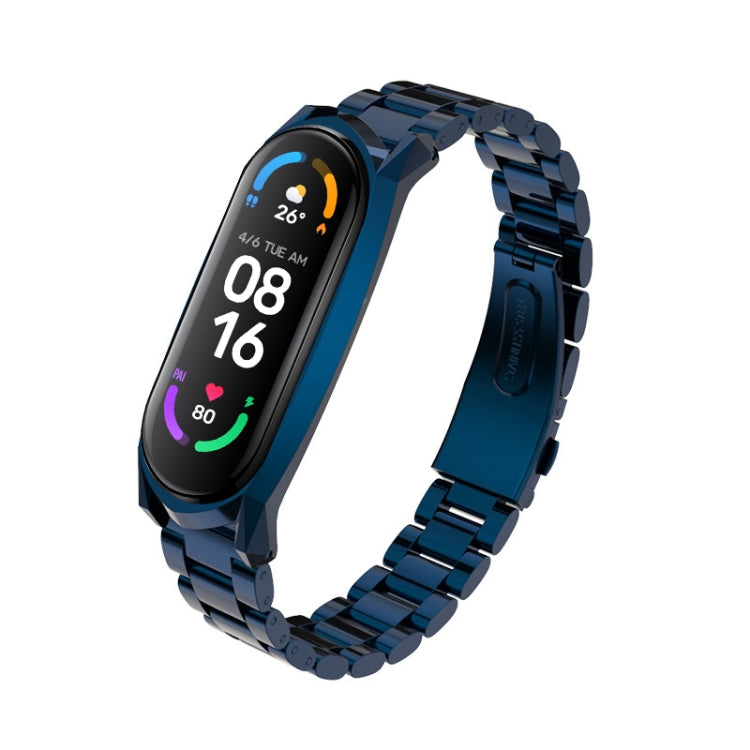 For Xiaomi Mi Band 6 / 5 / 4 / 3 Mijobs Three Beads Metal GT Stainless Steel Replacement Watchband