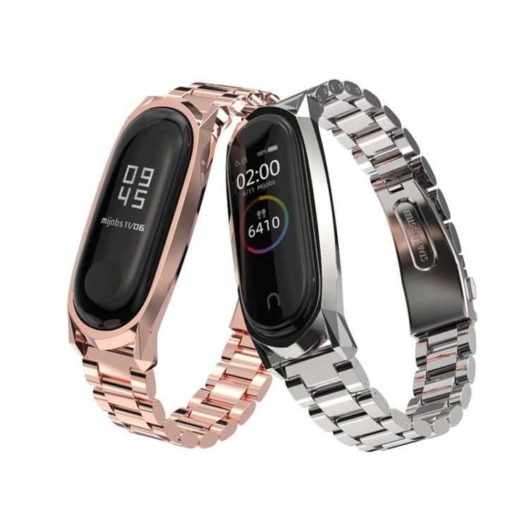 For Xiaomi Mi Band 6 / 5 / 4 / 3 Mijobs Three Beads Metal GT Stainless Steel Replacement Watchband