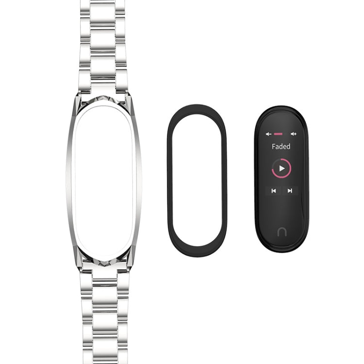 For Xiaomi Mi Band 6 / 5 / 4 / 3 Mijobs Three Beads Metal GT Stainless Steel Replacement Watchband