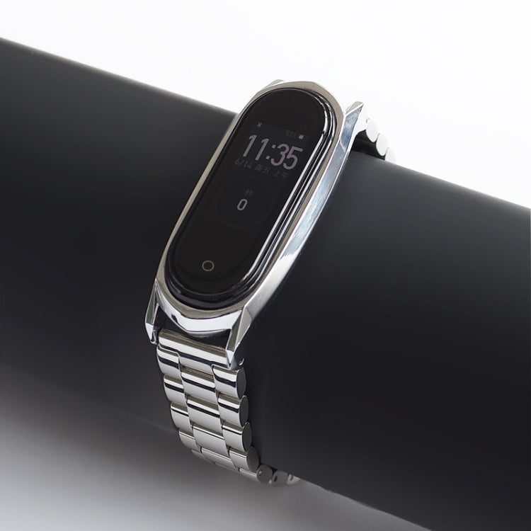 For Xiaomi Mi Band 6 / 5 / 4 / 3 Mijobs Three Beads Metal GT Stainless Steel Replacement Watchband