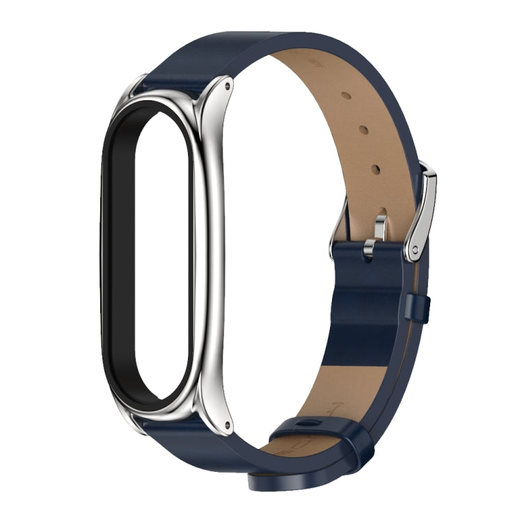 For Xiaomi Mi Band 6 / 5 / 4 / 3 Mijobs Metal Case Crazy Horse Texture PU Microfiber Plus Replacement Watchband