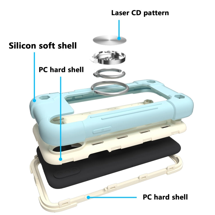 Shockproof Silicone + PC Protective Case with Dual-Ring Holder, For iPhone XS Max, For iPhone 11