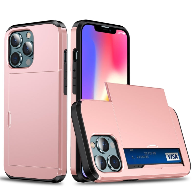 Shockproof Armor Protective Case with Slide Card Slot, For iPhone 13 mini, For iPhone 13