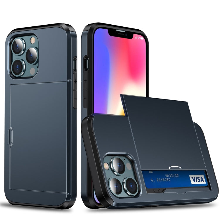 Shockproof Armor Protective Case with Slide Card Slot, For iPhone 13 Pro, For iPhone 13 Pro Max