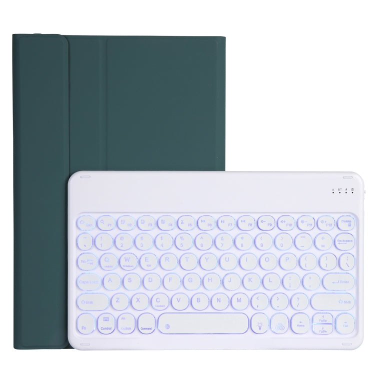 YAM12 Backlight Style Lambskin Texture Detachable Round Keycap Bluetooth Keyboard Leather Case with Holder, For Lenovo Pad Plus 11 inch TB-J607F / Tab P11 11 inch TB-J606F / Pad 11 inch