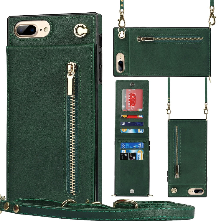 Cross-body Zipper Square TPU+PU Back Cover Case with Holder & Card Slots & Wallet & Strap, For iPhone 8 Plus / 7 Plus, For iPhone 11, For iPhone 11 Pro, For iPhone 11 Pro Max