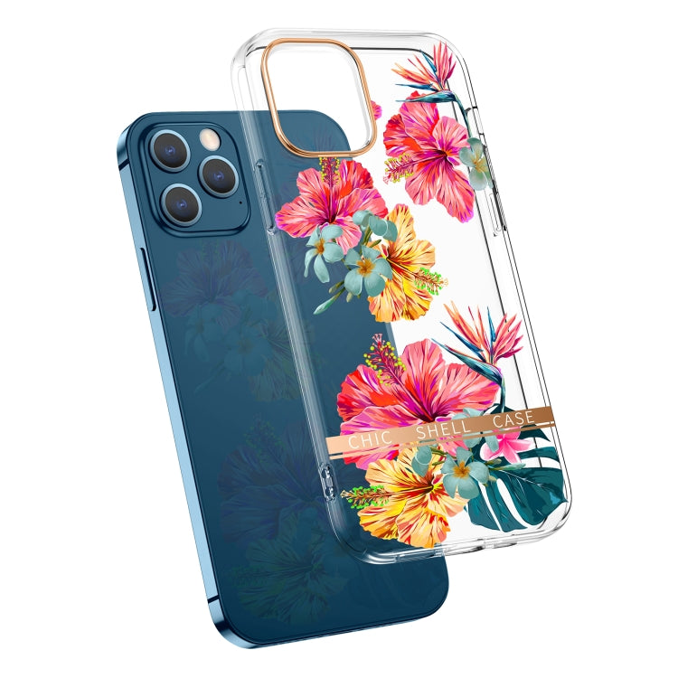 High Translucent Electroplating Flower Pattern TPU + PC Shockproof Case, For iPhone 11, For iPhone 11 Pro, For iPhone 12 Pro Max, For iPhone 11 Pro Max